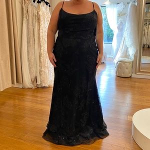 Hailey Paige black bridesmaid gown